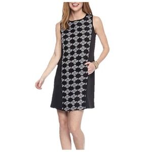 Gabby‎ Skye Black Mesh Gingham Floral Poly/Spandex Shift Dress W/Pockets Sz 10